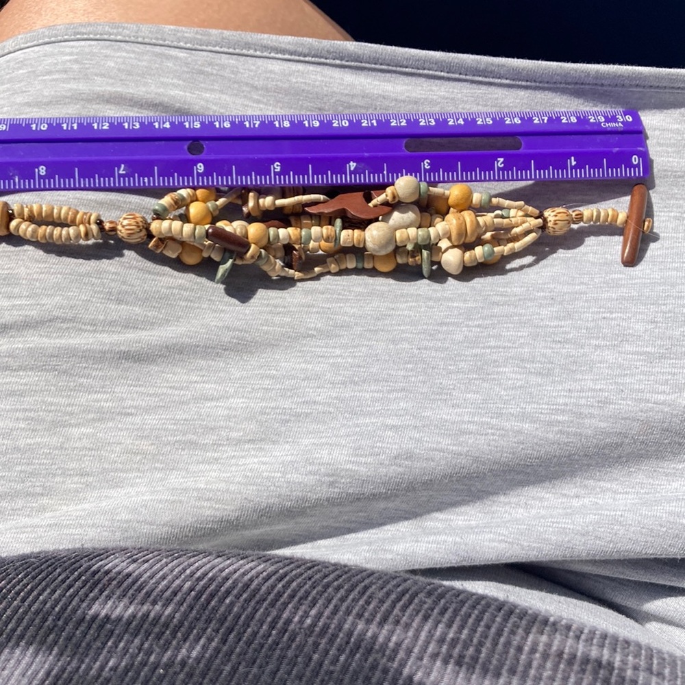 Wooden bead matching earrings and bracelet set vintage